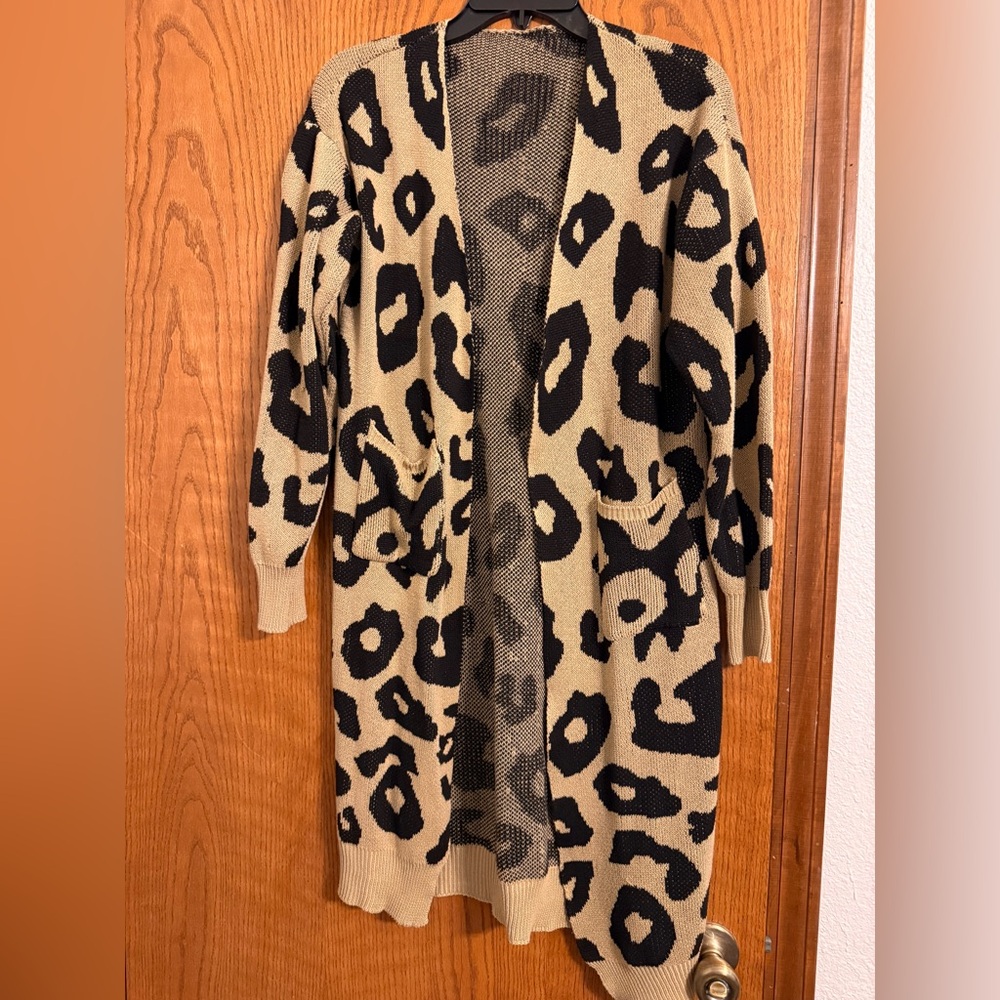 Entro Black and Tan Leopard Cardigan
